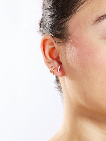 Bar Yellow Gold Stud Earrings