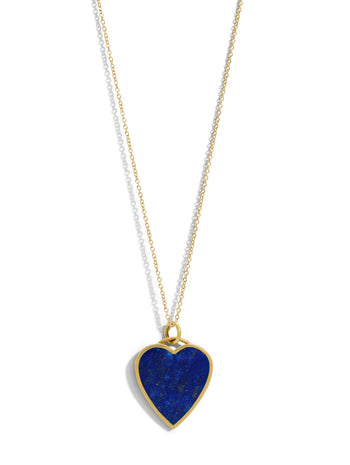 Lapis Inlay Heart Yellow Gold Necklace