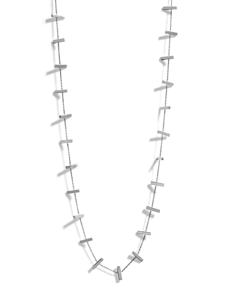 Cross Bar White Gold Chain Necklace