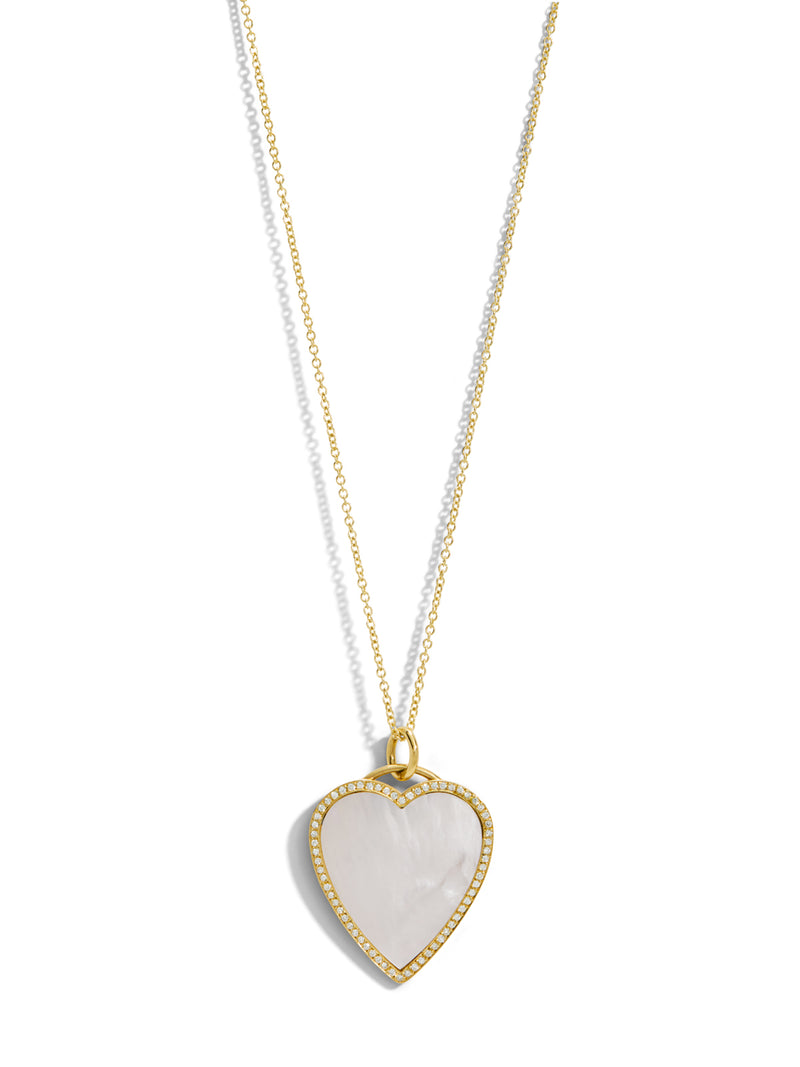 Diamond Mother of Pearl Heart Inlay Necklace