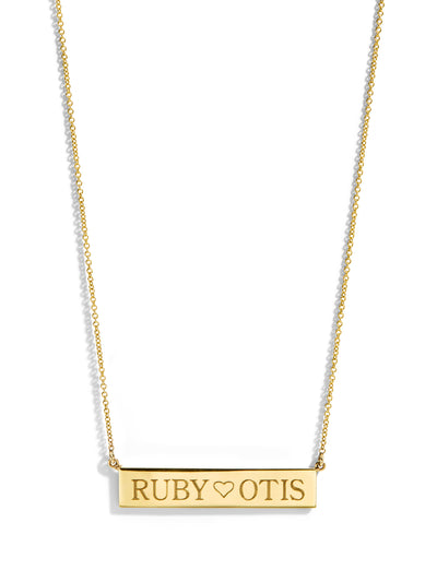 1 Side Engraving, 18-in. Personalized Yellow Gold Nameplate Necklace