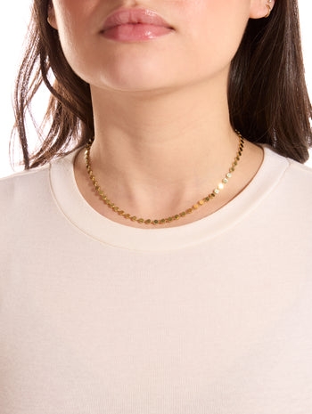 Mini Circle Link Yellow Gold Necklace