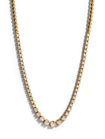 Graduated Diamond Yellow Gold Tennis Necklace