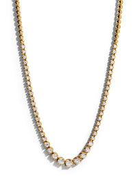 Graduated Diamond Yellow Gold Tennis Necklace