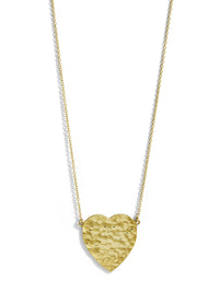 Hammered Yellow Gold Heart Necklace