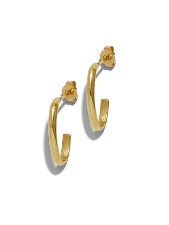 Large Edith Link Yellow Gold Stud Hoop Earrings