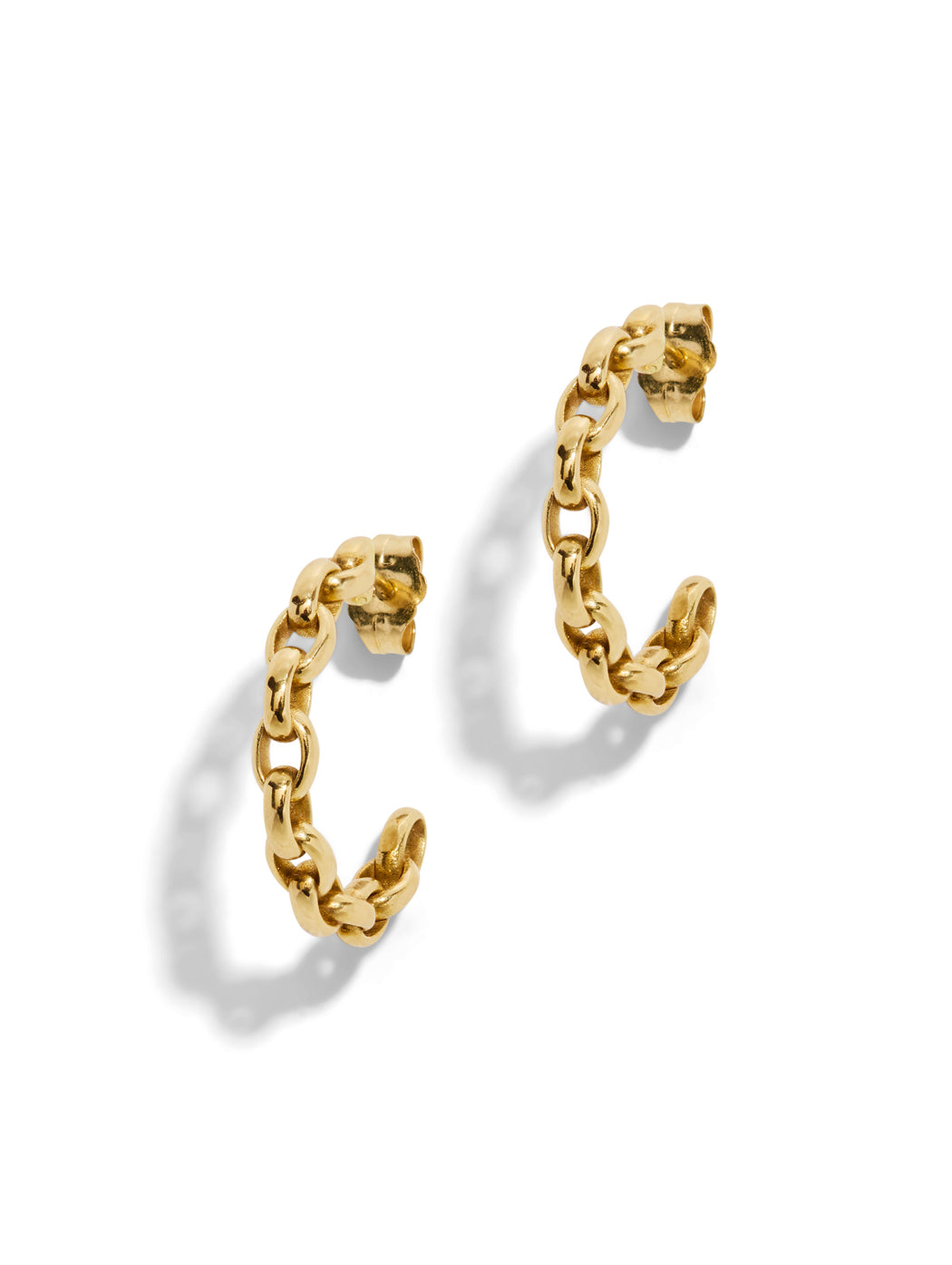 Mini Edith Link Yellow Gold Hoops