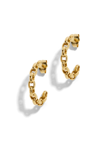 Mini Edith Link Yellow Gold Hoops