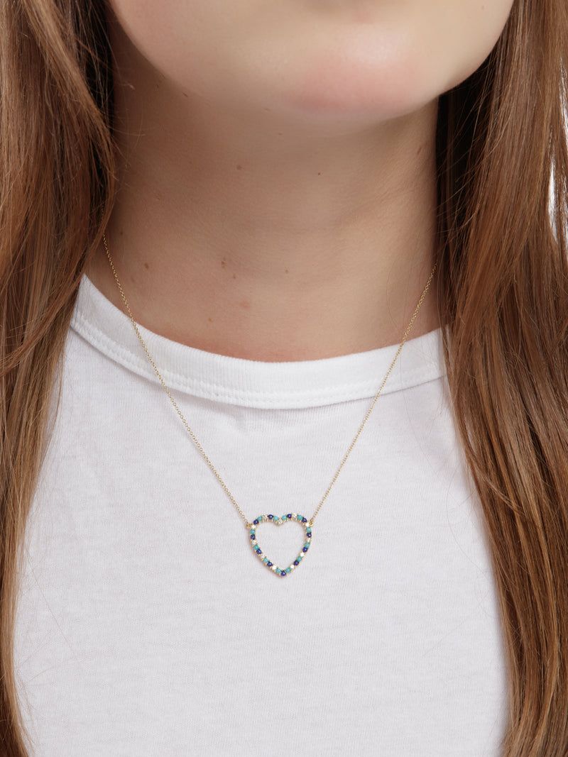 Jennifer Meyer Yellow Gold and Lapis Mini Heart Necklace | Harrods UK