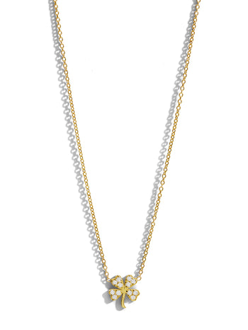 Mini Diamond Clover Yellow Gold Necklace