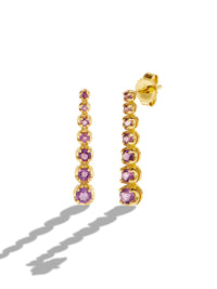 Mini Graduated Amethyst Yellow Gold Tennis Stud Earrings