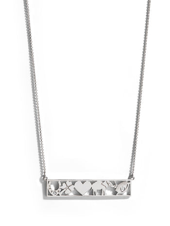 Good Luck Bar White Gold Necklace