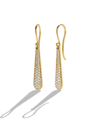 Diamond Dome Drop Yellow Gold Earrings