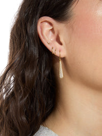 Diamond Dome Drop Yellow Gold Earrings