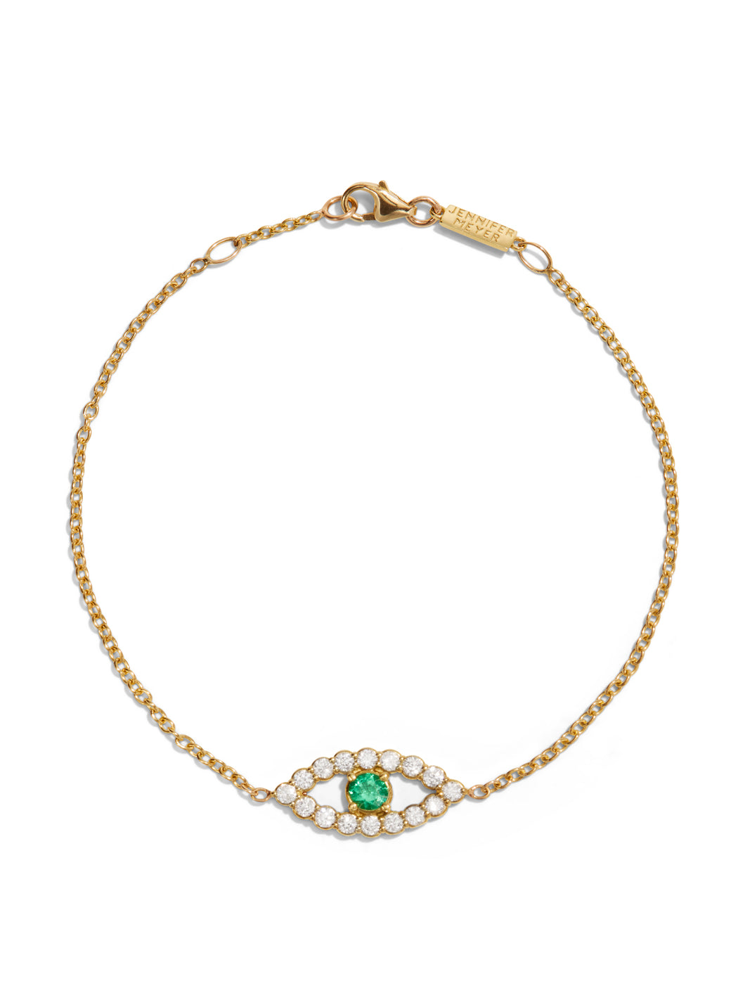 Emerald & Diamond Evil Eye Yellow Gold Bracelet