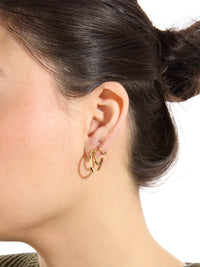 Double Yellow Gold Hoop Earrings