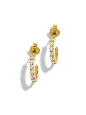 Mini 4 Prong Diamond Hoop Earrings