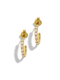 Mini 4 Prong Diamond Hoop Earrings