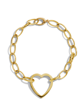 Medium Edith Link Bracelet With Large Open Heart