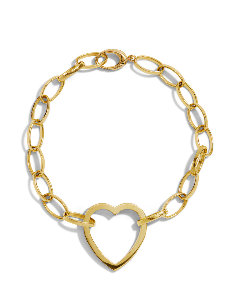 Medium Edith Link Bracelet With Large Open Heart