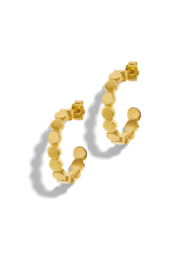 Small Circle Link Yellow Gold Hoop Earrings