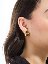 Green Tourmaline Cowbell Yellow Gold Earrings