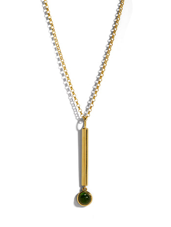 Green Tourmaline Chime Yellow Gold Necklace