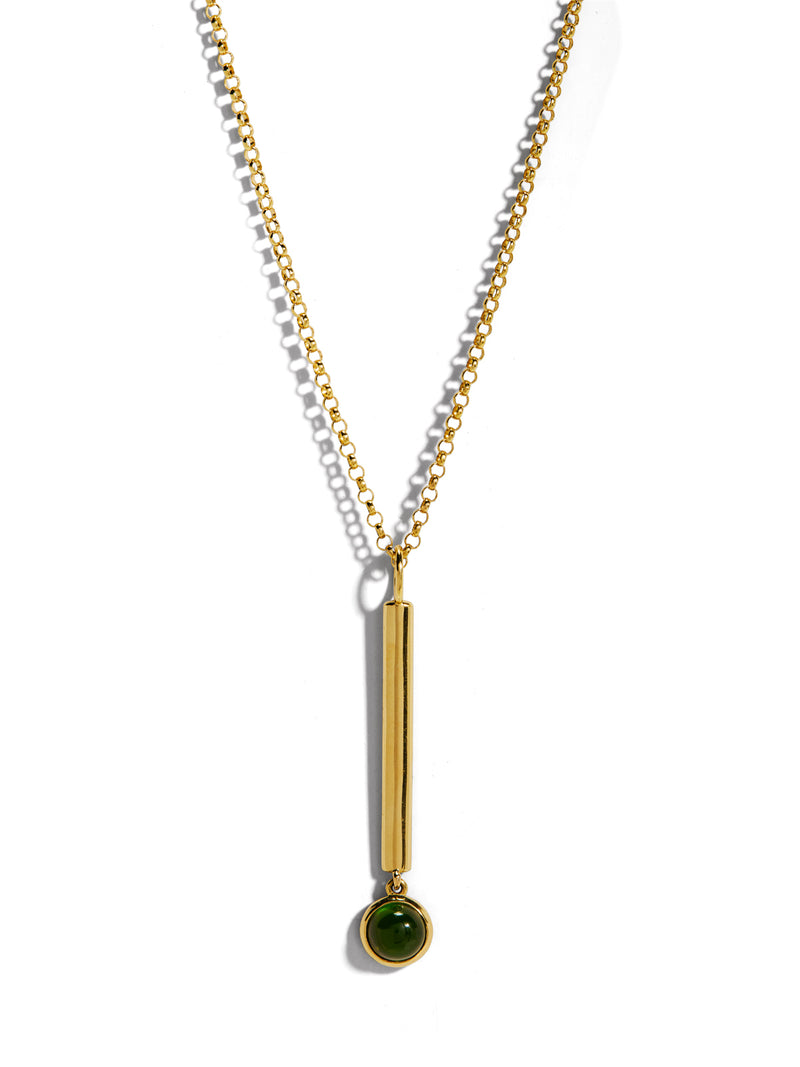 Green Tourmaline Chime Yellow Gold Necklace