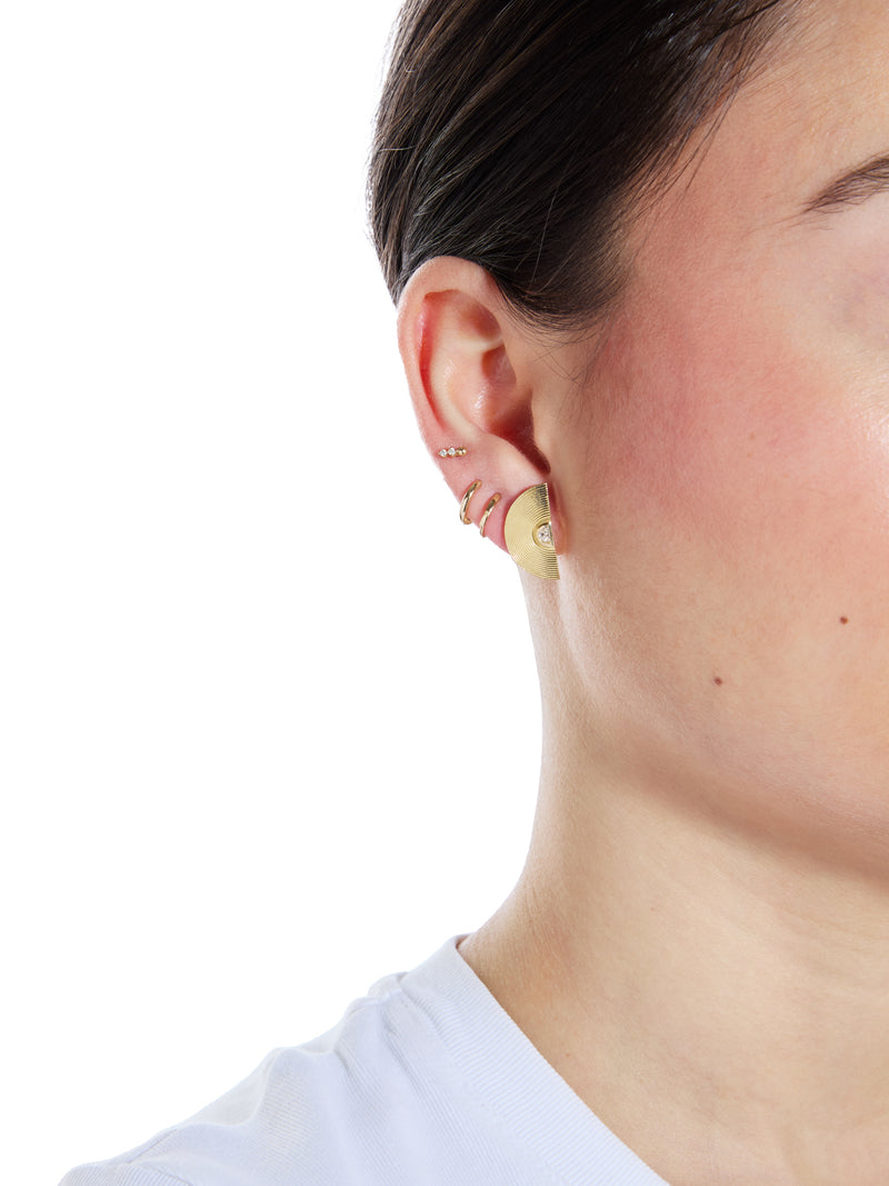 Mini Diamond Cymbal Yellow Gold Earrings