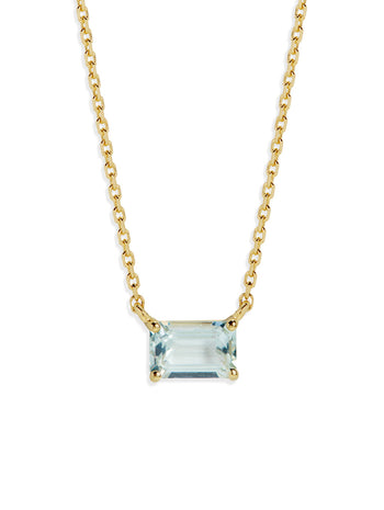 Emerald Cut Green Amethyst Yellow Gold Necklace