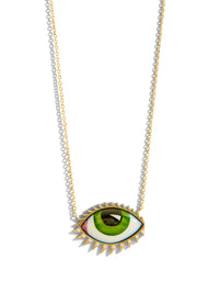 Apollo 13 Grand Vert Diamond & Enamel Evil Eye Yellow Gold Necklace