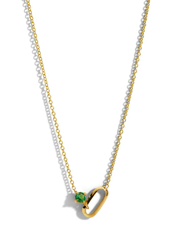 Emerald OG Link Yellow Gold Necklace