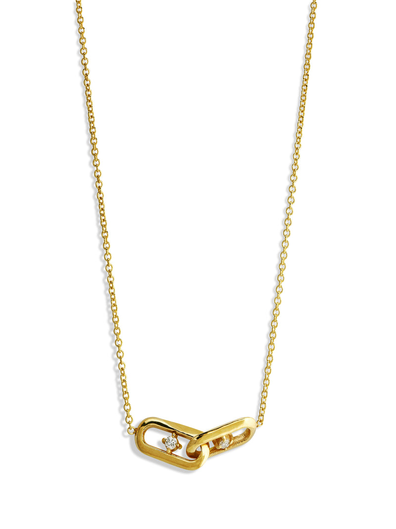 OG Links & Double Sided Diamonds Yellow Gold Necklace