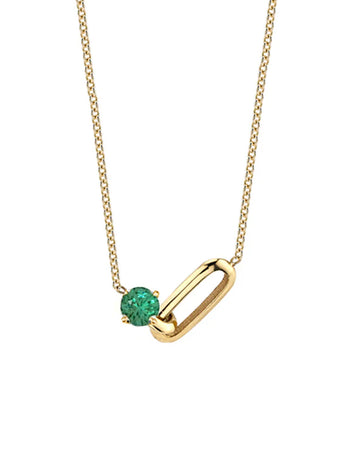 Emerald OG Link Yellow Gold Necklace