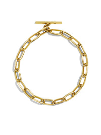 Knife Edge Oval Link Yellow Gold Bracelet