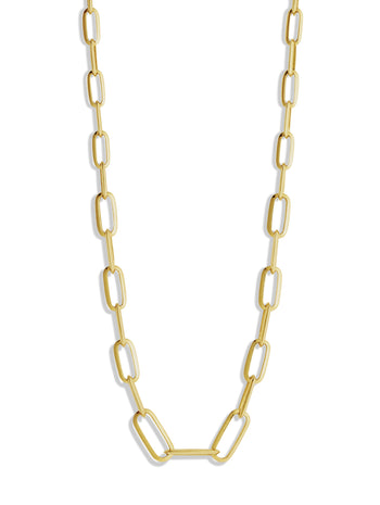 Graduated Knife Edge Oval Link Chain Yellow Gold Necklace