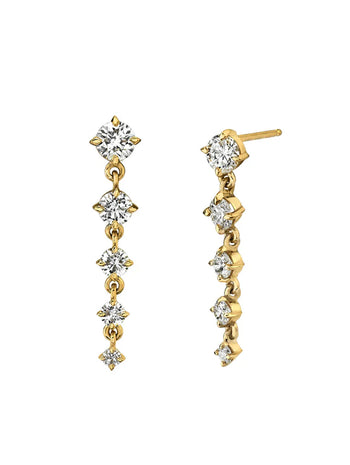 Eclat Diamond 5 Drop Descending Yellow Gold Drop Earrings