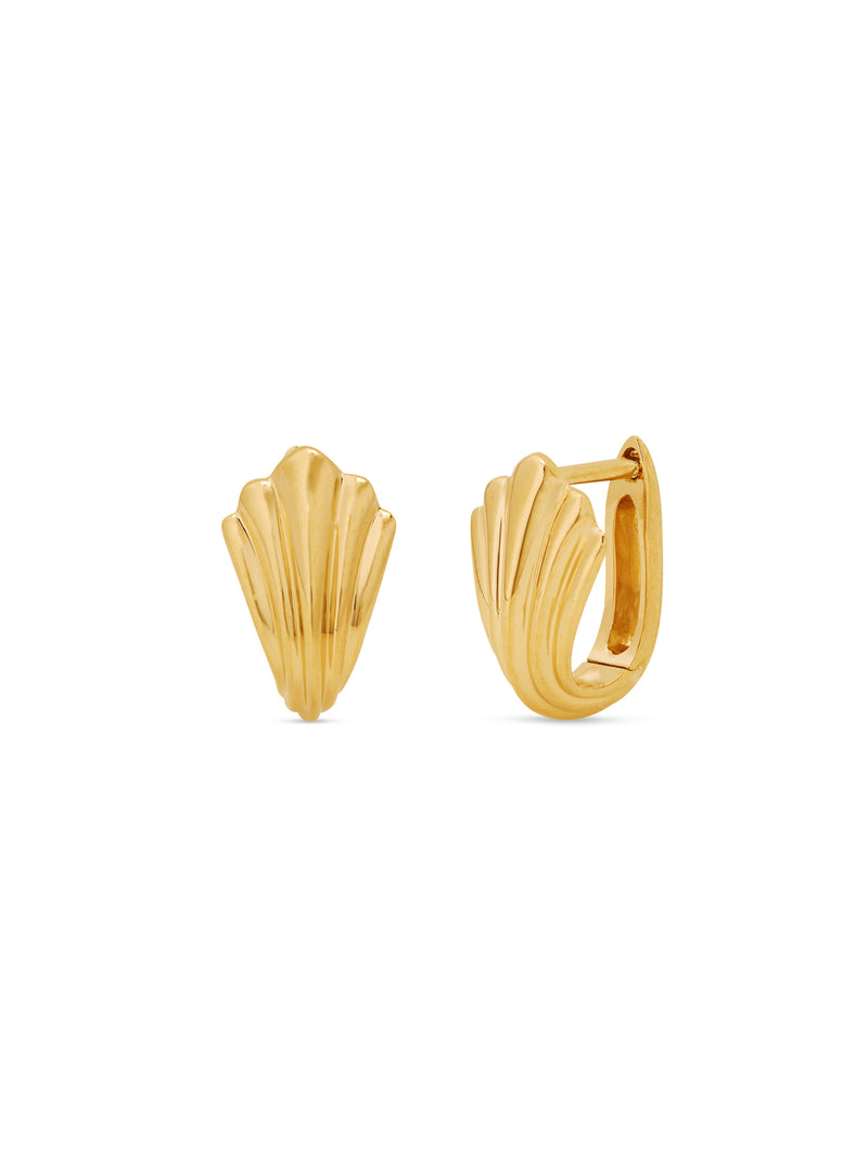 Fluted Yellow Gold Huggie Earrings