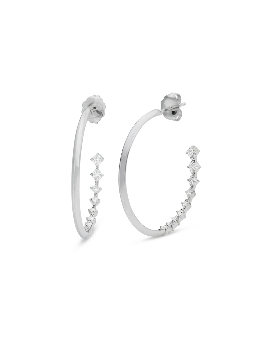 Medium Front To Back Eclat White Gold Hoop Earrings