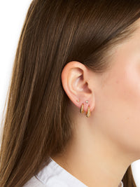 Medium Fluted Crescent Yellow Gold Hoop Earrings