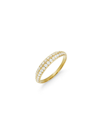 Thin Crescent Diamond Pavé Yellow Gold Ring