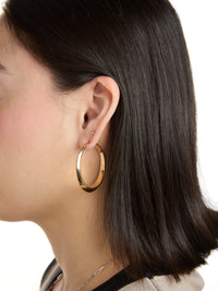 Thin Mega Crescent Yellow Gold Hoop Earrings