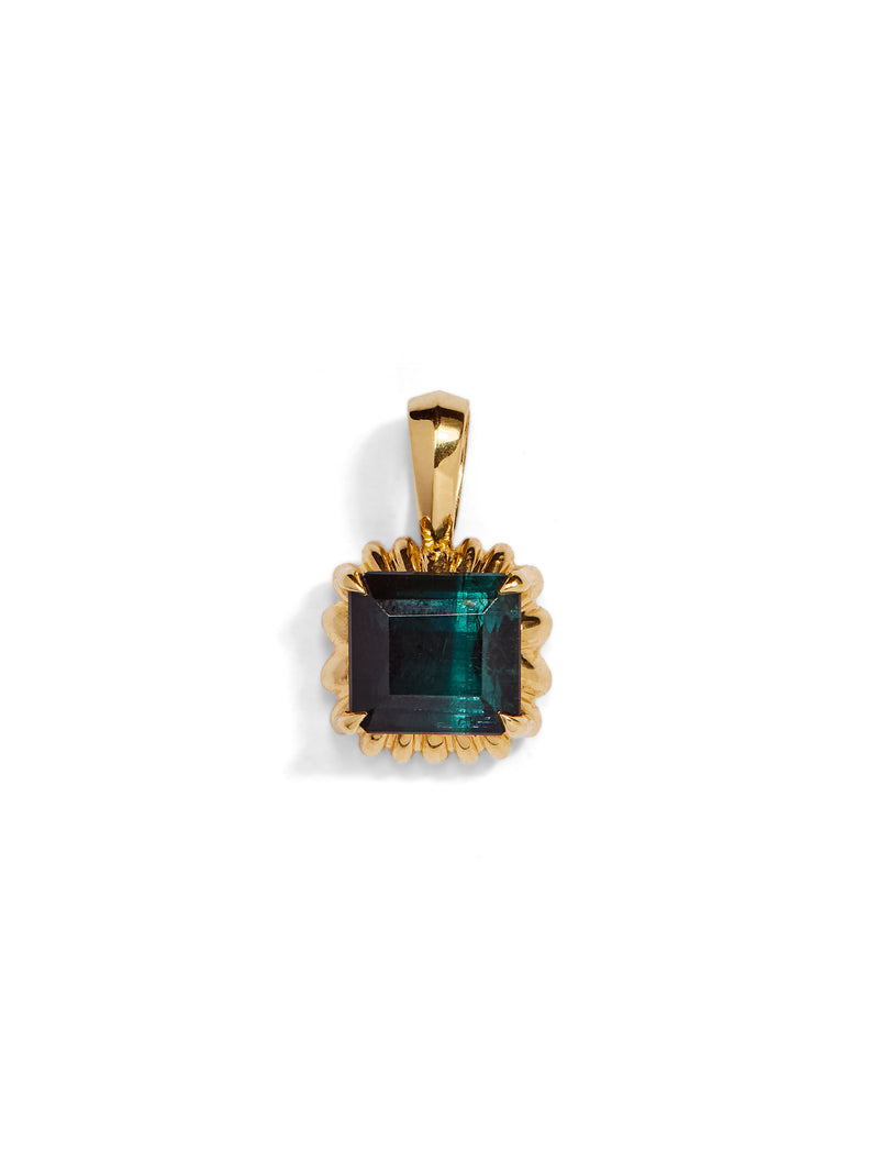 One-Of-A-Kind Tourmaline XL Fluted Button Yellow Gold Charm