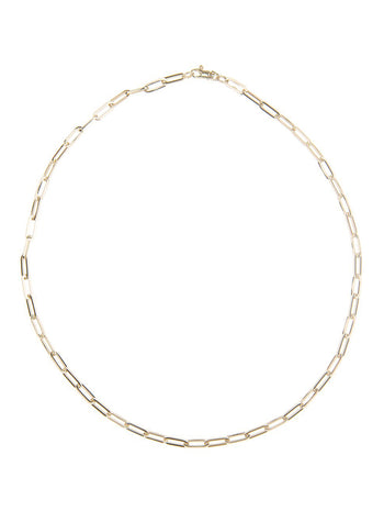 Small Link Paperclip Yellow Gold Chain Necklace