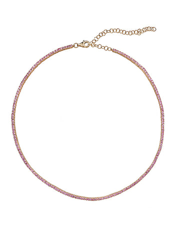 Yellow Gold Pink Sapphire Tennis Necklace