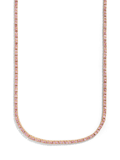 Yellow Gold Pink Sapphire Tennis Necklace