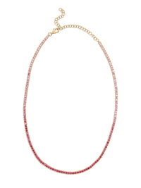 Ombre Pink Sapphire Yellow Gold Tennis Necklace