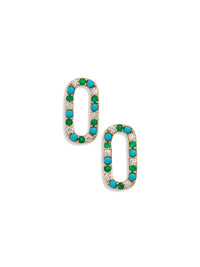 Small Diamond, Turquoise, & Emerald Yellow Gold Earring Add On Links