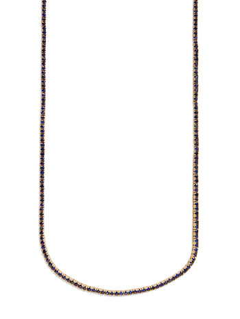 Blue Sapphire Yellow Gold Tennis Necklace