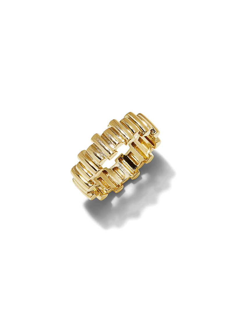 Offset Yellow Gold Bar Ring